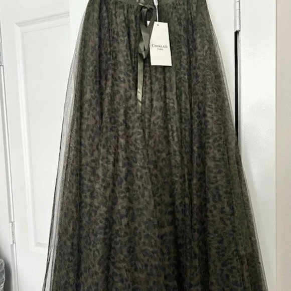 Chocklate Paris Green Leopard Tulle Skirt - (Small and Medium Sizes) - NWT - Picture 2 of 3